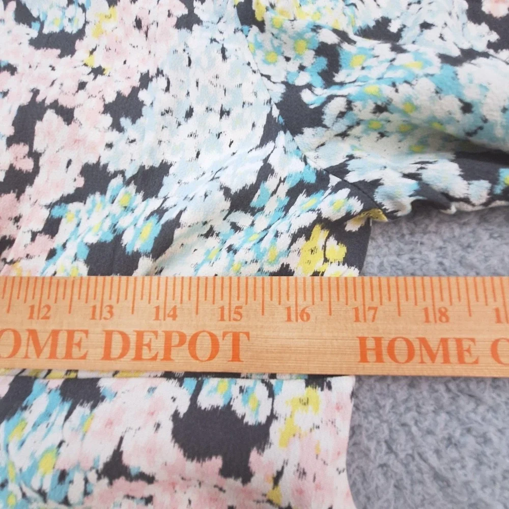 Loft Blouse Womens‎ Medium Black Floral Empire Waist Smocked Boho Cottagecore